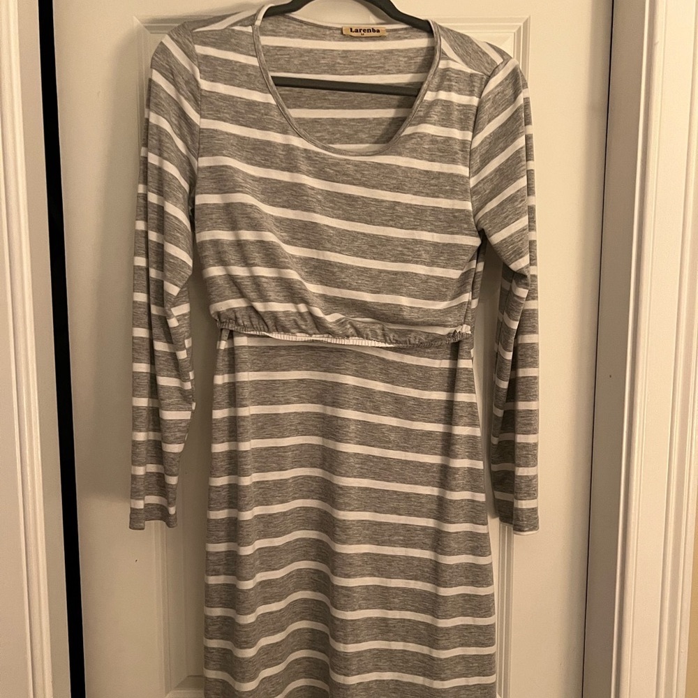Gray and white nursing dress